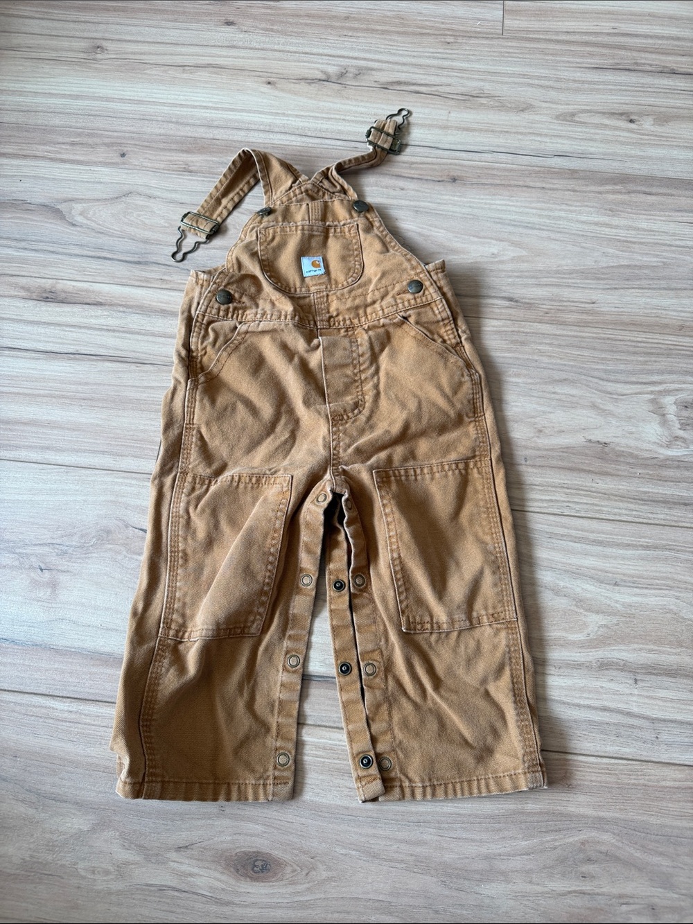 Carhartt Kids Tan Canvas Overalls with Utility Pockets